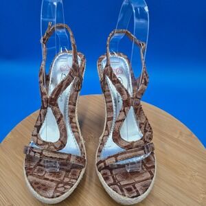 DB DK Fashion Women's Brown Snake Print Espadrille Wedge Sandals Size‎ 6.5